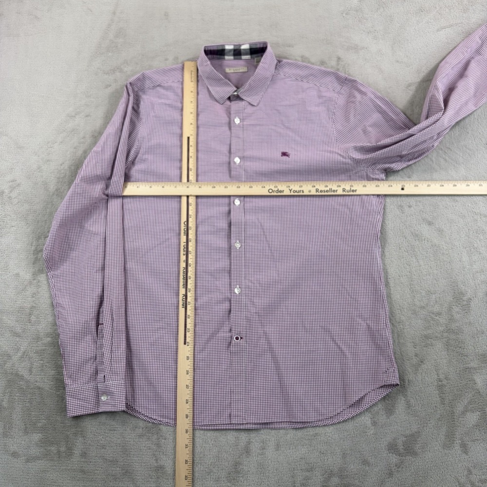 BURBERRY Brit Chest Logo Flip Cuffs Shirt in Wine Nova Check Men XL Designer - Picture 8 of 13